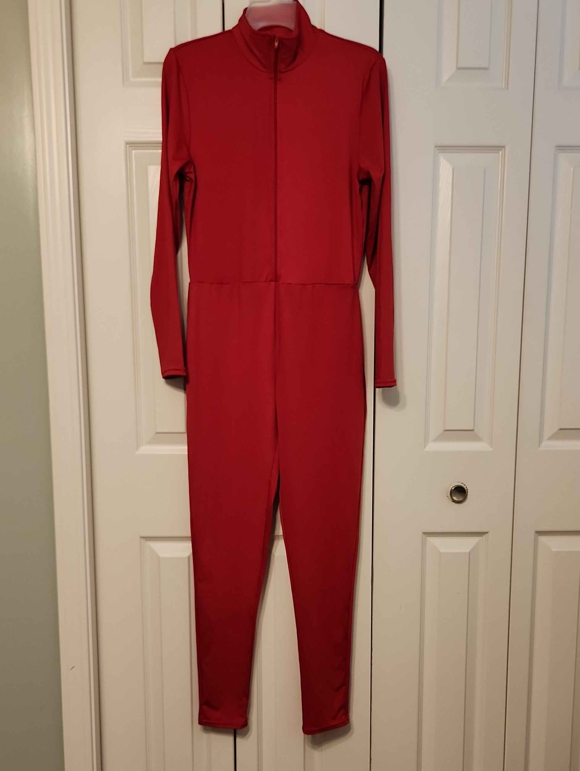 Spirit Halloween Red One Piece Long-Sleeve Zip-Up Jumpsuit Body Suit